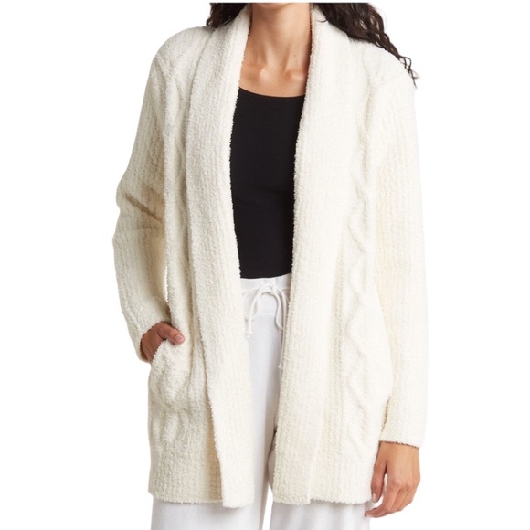 Barefoot Dreams Sweaters - Barefoot Dreams CozyChic Cabin Cable Knit Cardigan Cream Size M NWT